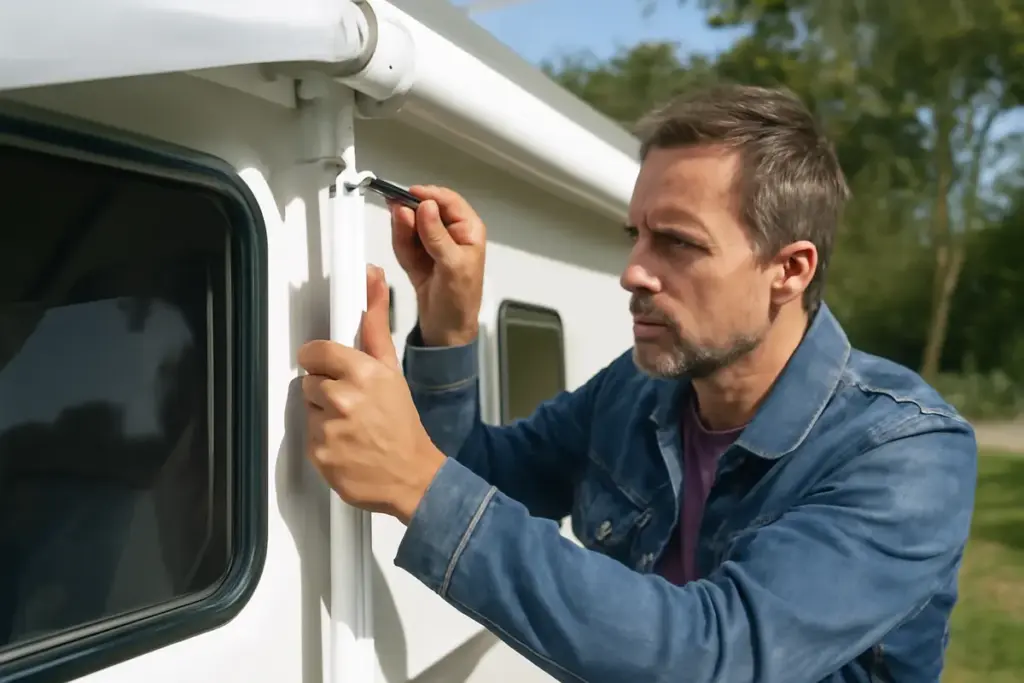 Verifica degli attacchi del tendalino del camper: il dettaglio che può evitare danni costosi in pochi minuti