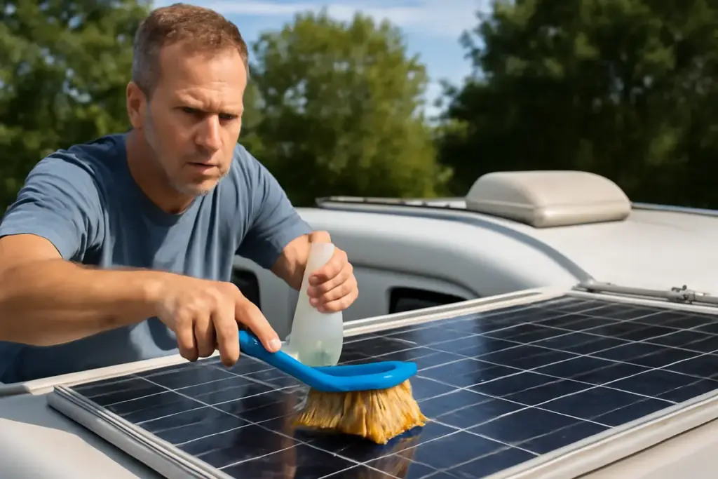 Come pulire correttamente i pannelli solari fissi sul tetto del camper? Questo metodo aumenta la resa energetica